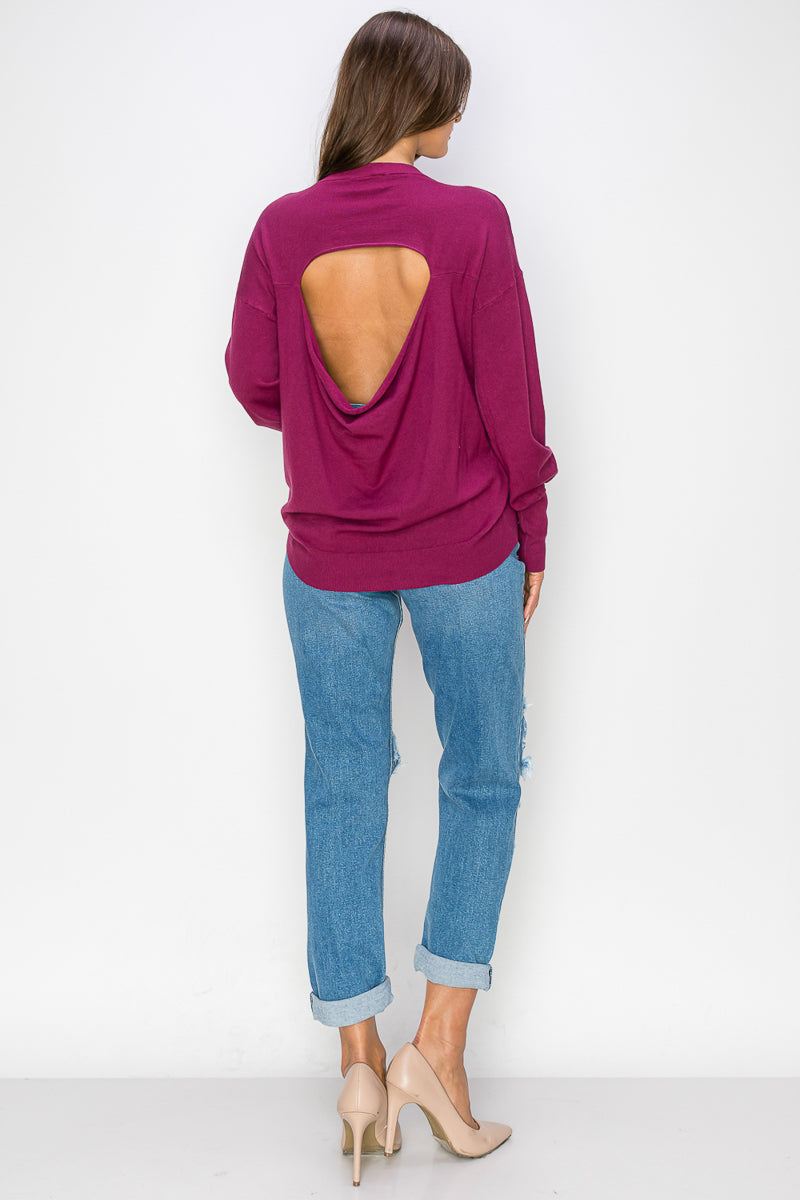 WT0001 Wholesale Cutout Draped Back Pullover