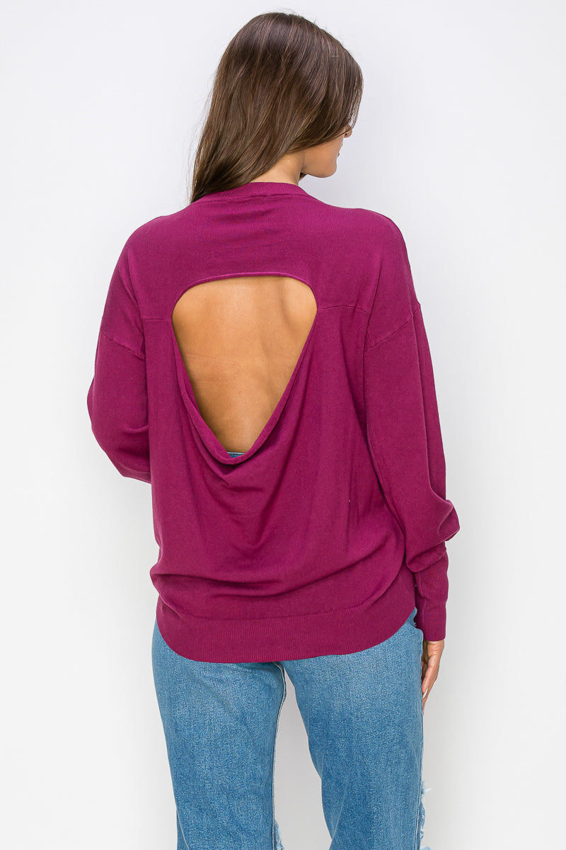 WT0001 Wholesale Cutout Draped Back Pullover