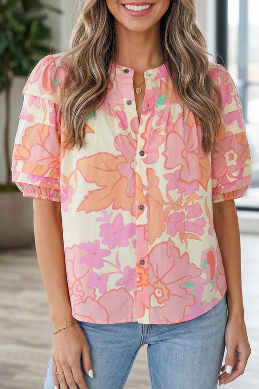 Brianna Pintuck Short Sleeve Shirt Threaded Pear