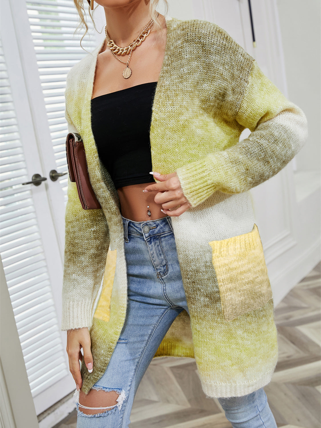 Angel Wings Full Size Pocketed Open Front Gradient Cardigan Creative Chaos Boutique