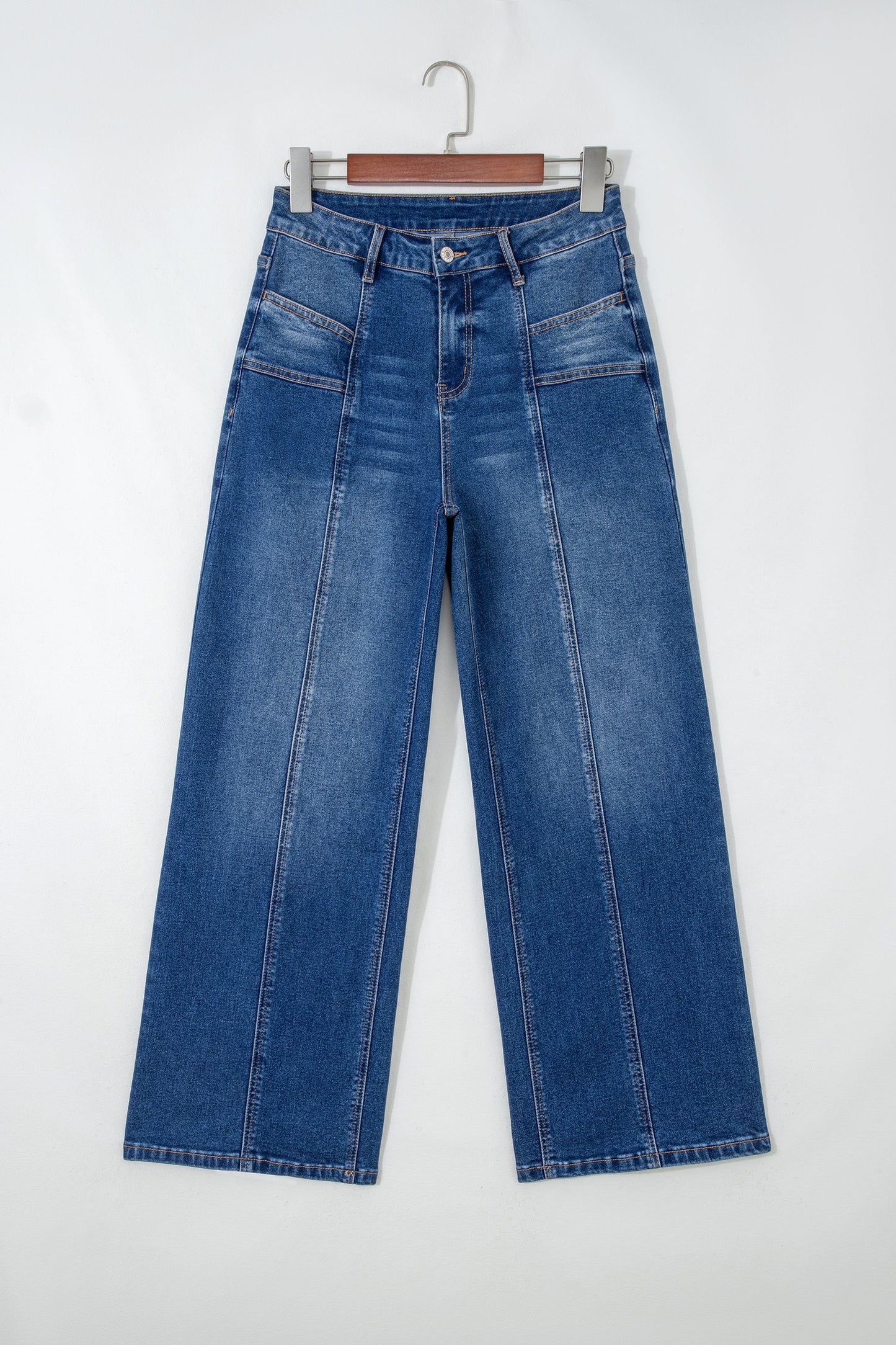 Yusra Seam Detail Shift Jeans Threaded Pear