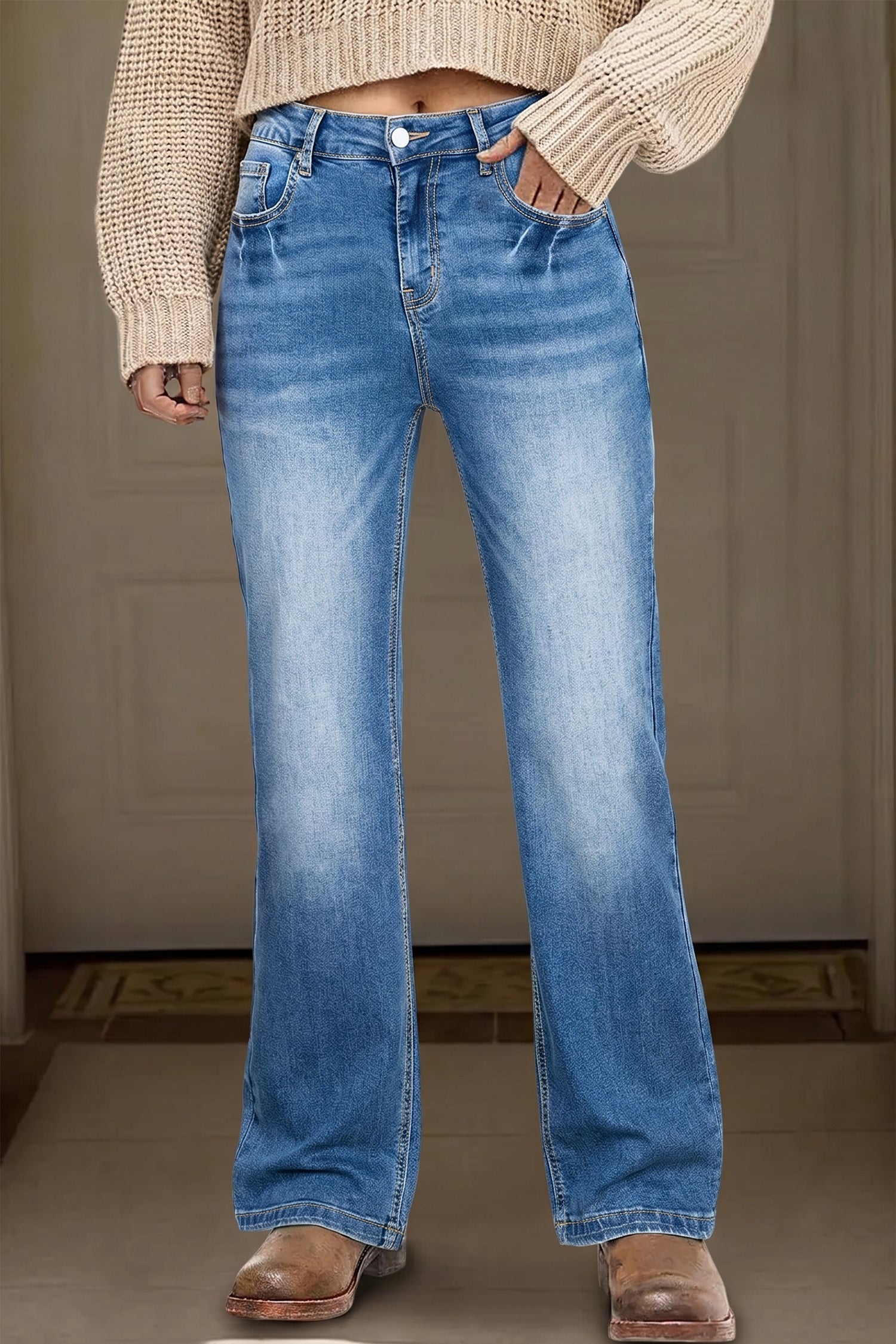 Raven Full Length Casual Jeans Threaded Pear