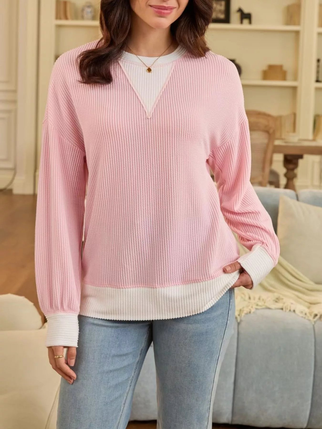 Contrast Dropped Shoulder Sweatshirt