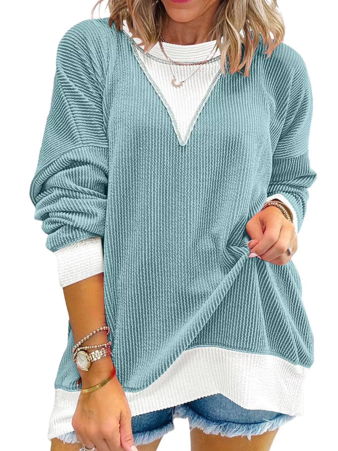 Contrast Dropped Shoulder Sweatshirt