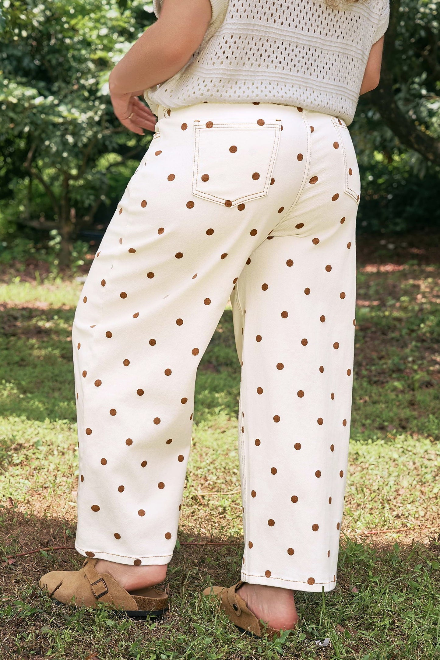 Monroe Dot Print Barrel PLUS Jeans Threaded Pear