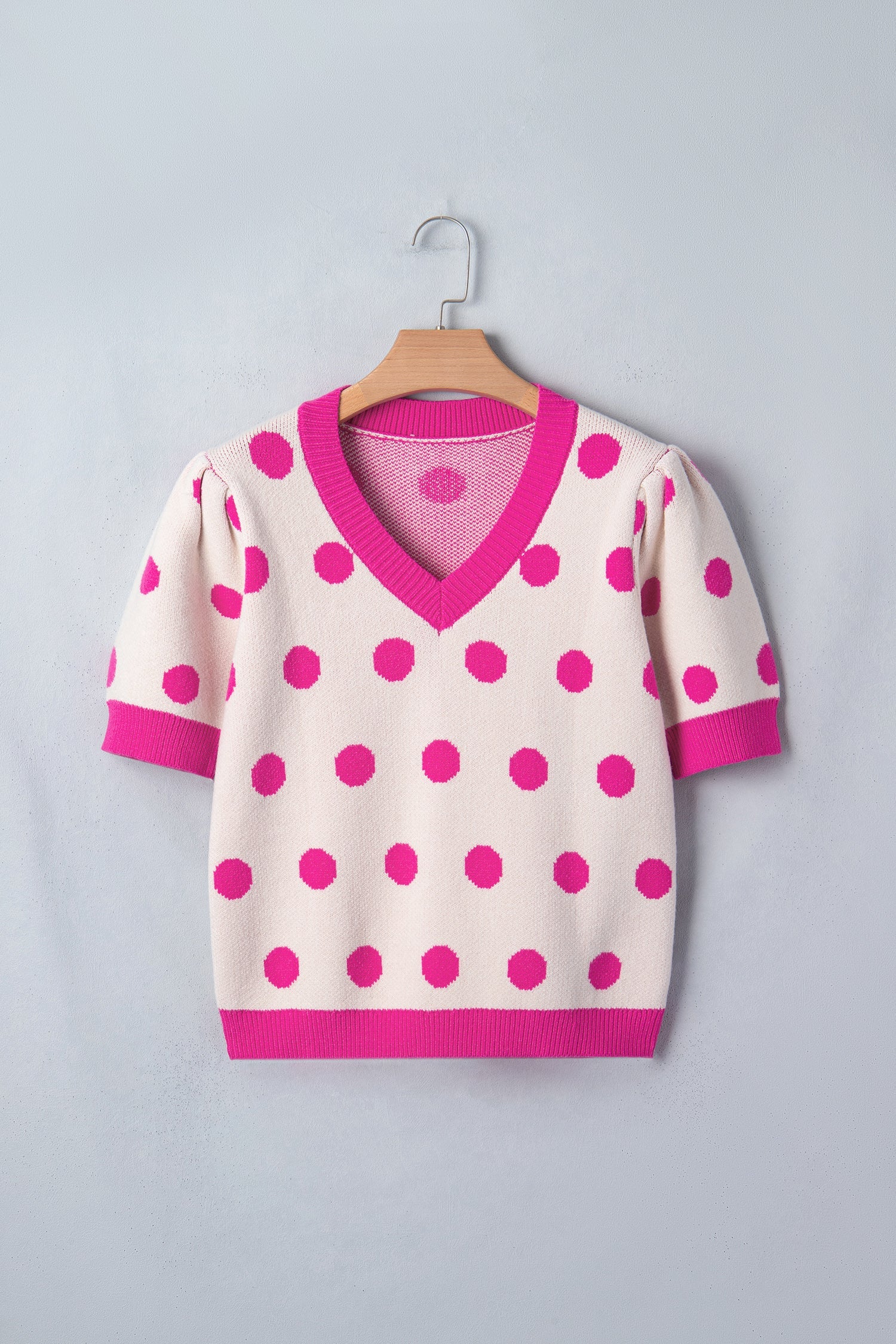 Alexia Puff Short Sleeve Sweater Threaded Pear
