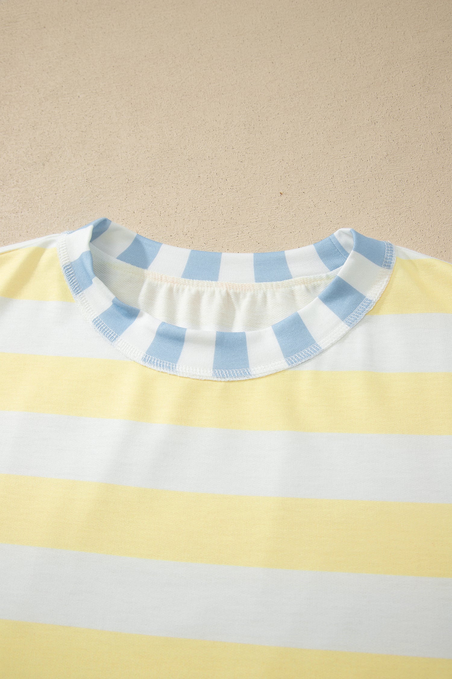 Yellow Stripe Exposed Seam Contrast Patchwork Oversized Top Unique Oils