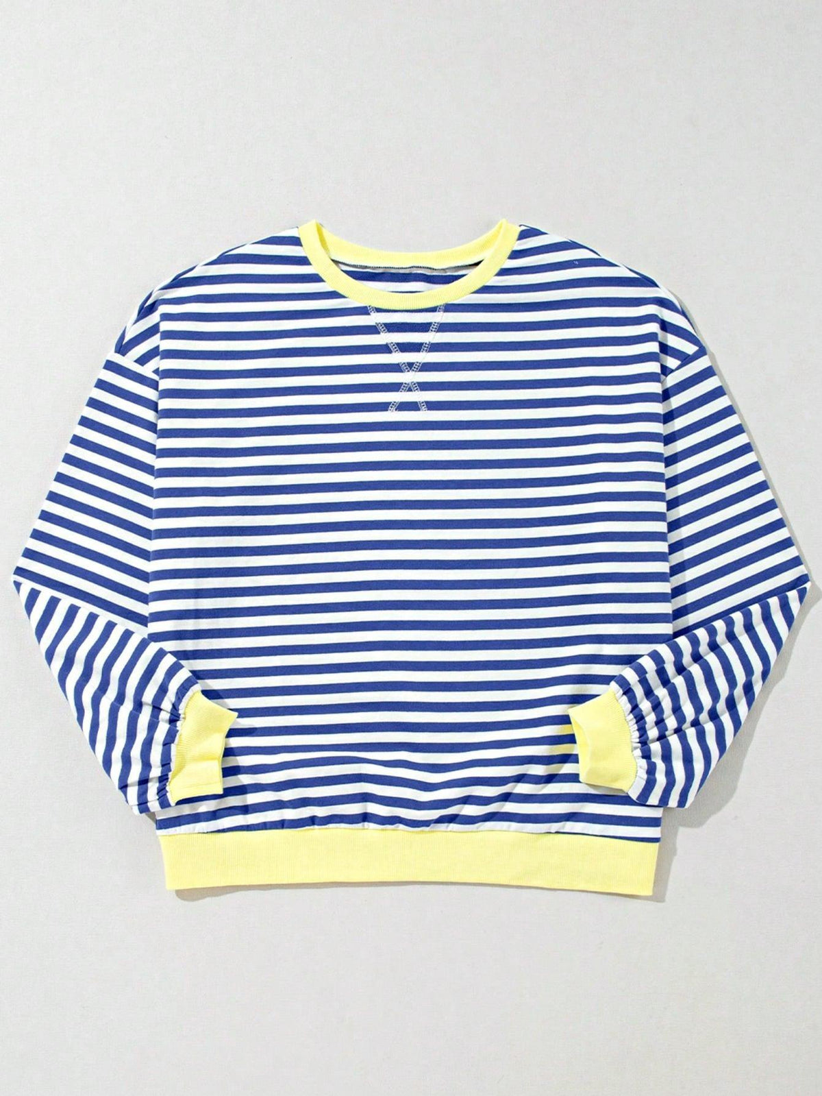 Boho Retro 90's Cotton Mix  Drop Shoulder Stripe Sweatshirt