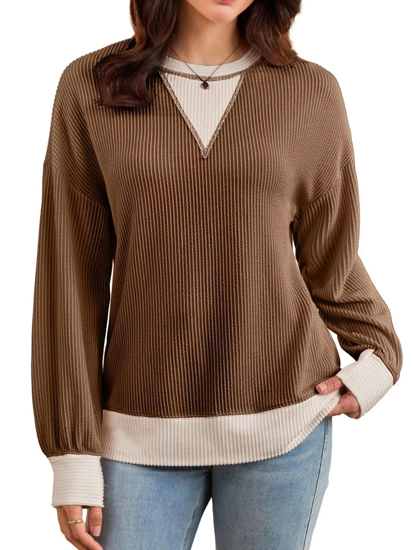 Contrast Dropped Shoulder Sweatshirt