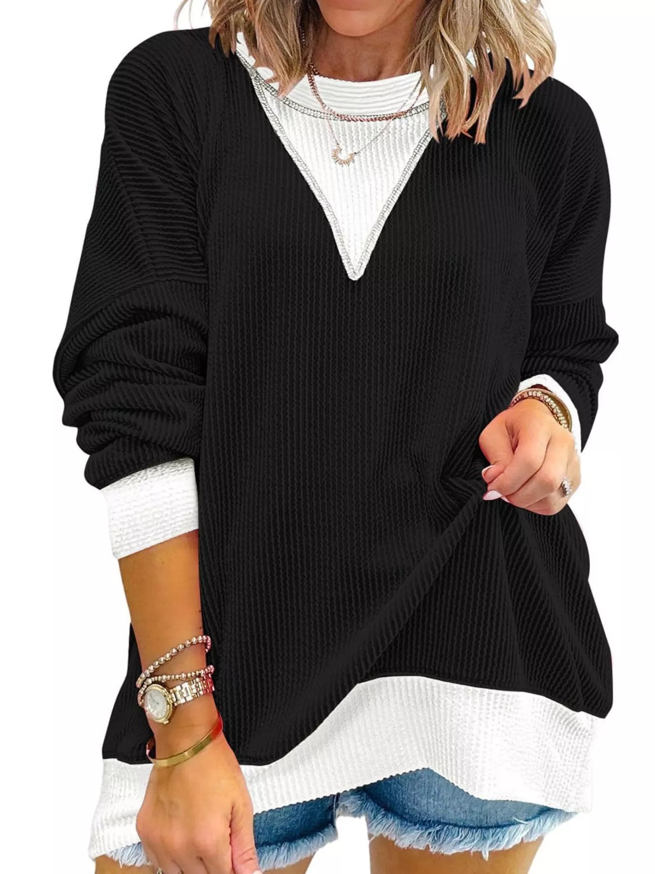 Contrast Dropped Shoulder Sweatshirt