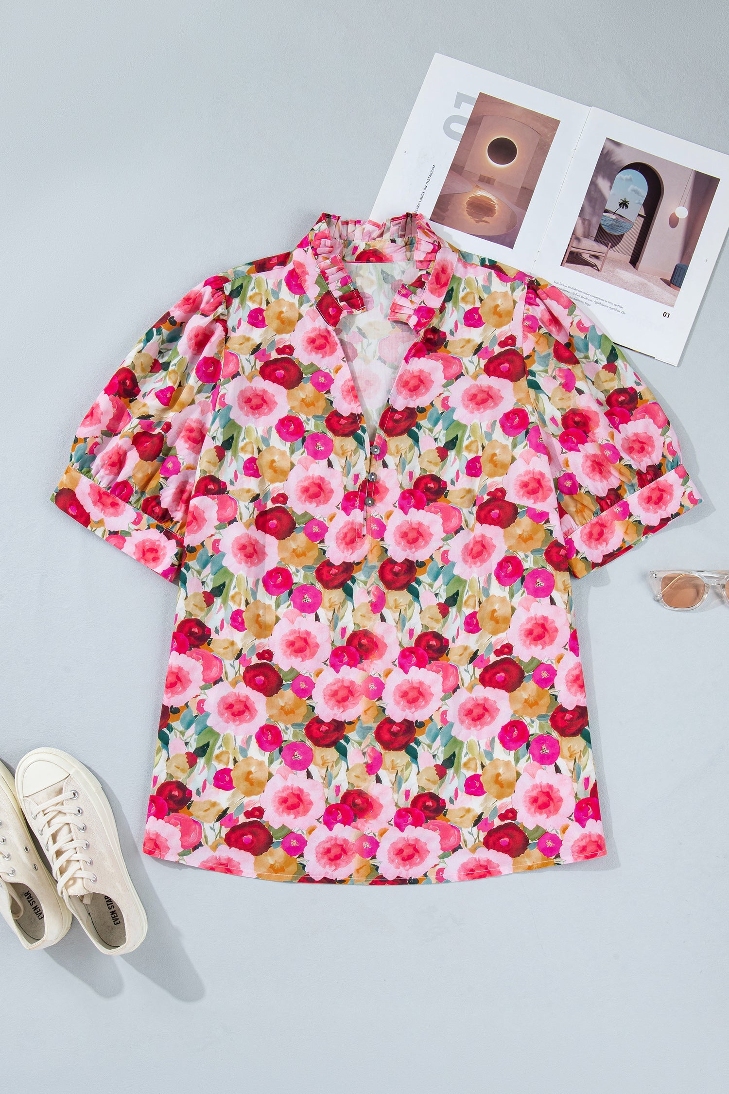 Oaklynn Puff Short Sleeve PLUS Top Threaded Pear