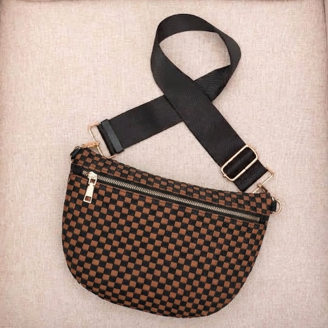 Layla Woven Checkered Crossbody Sling Bag