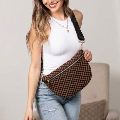 Layla Woven Checkered Crossbody Sling Bag