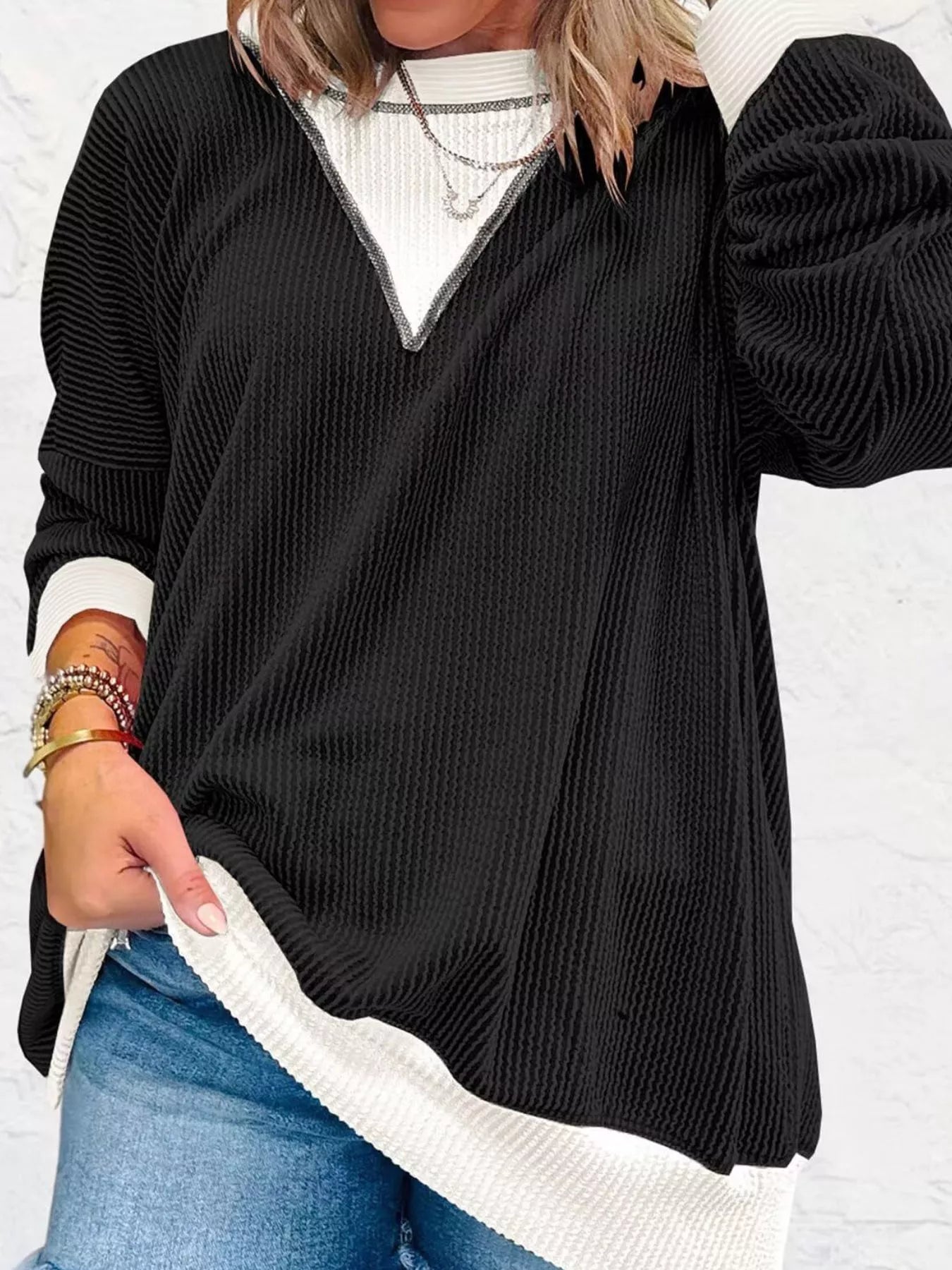 Contrast Dropped Shoulder Sweatshirt