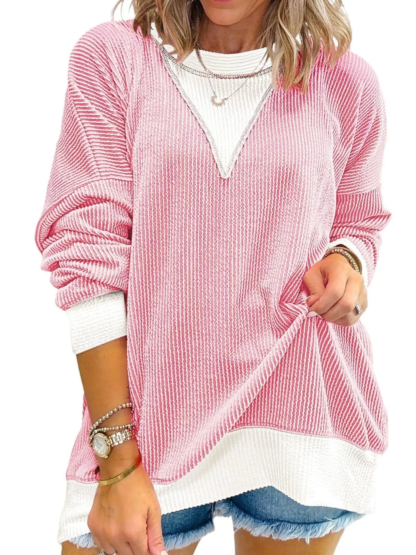 Contrast Dropped Shoulder Sweatshirt