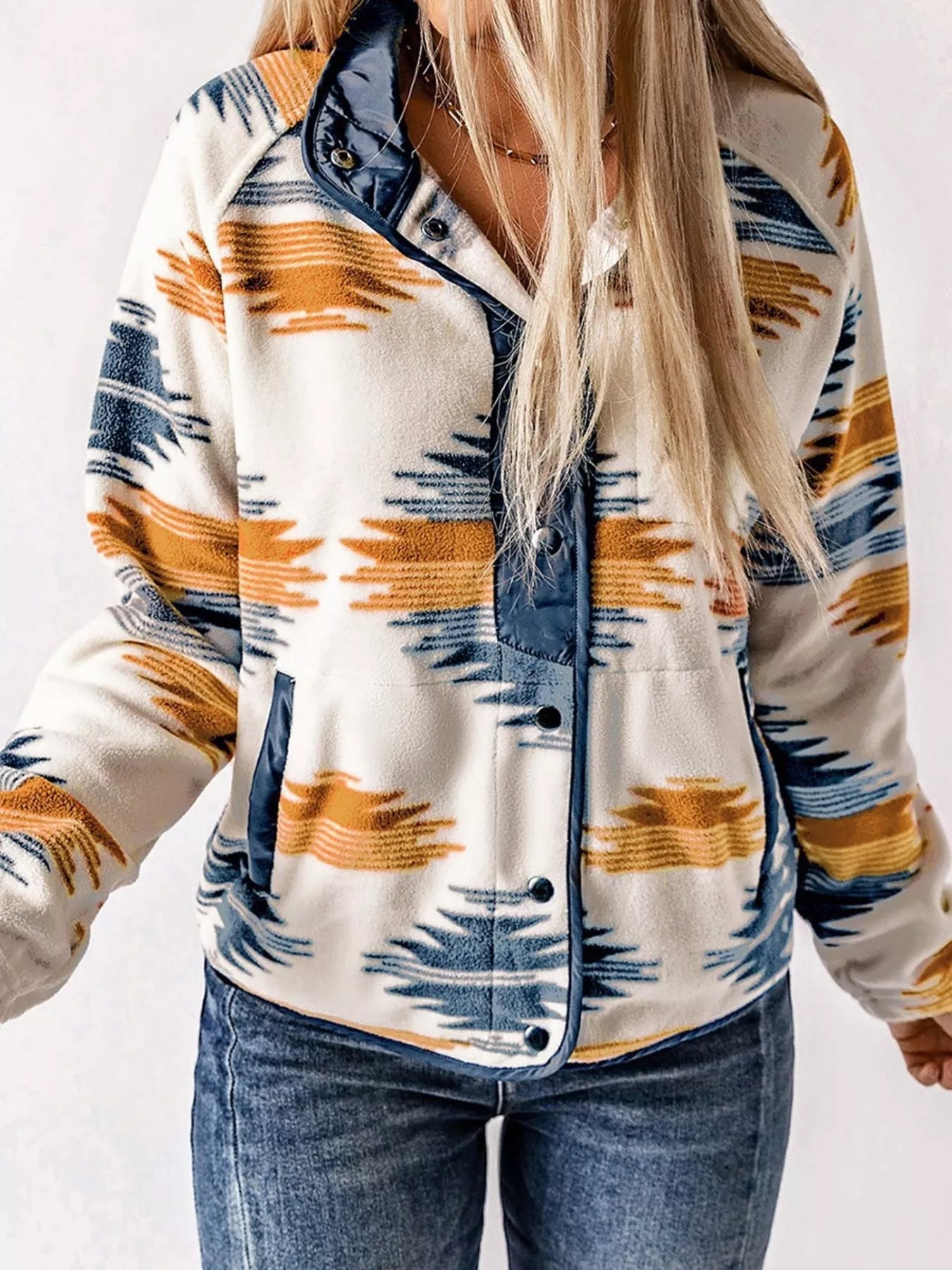 Geometric Snap Down Jacket