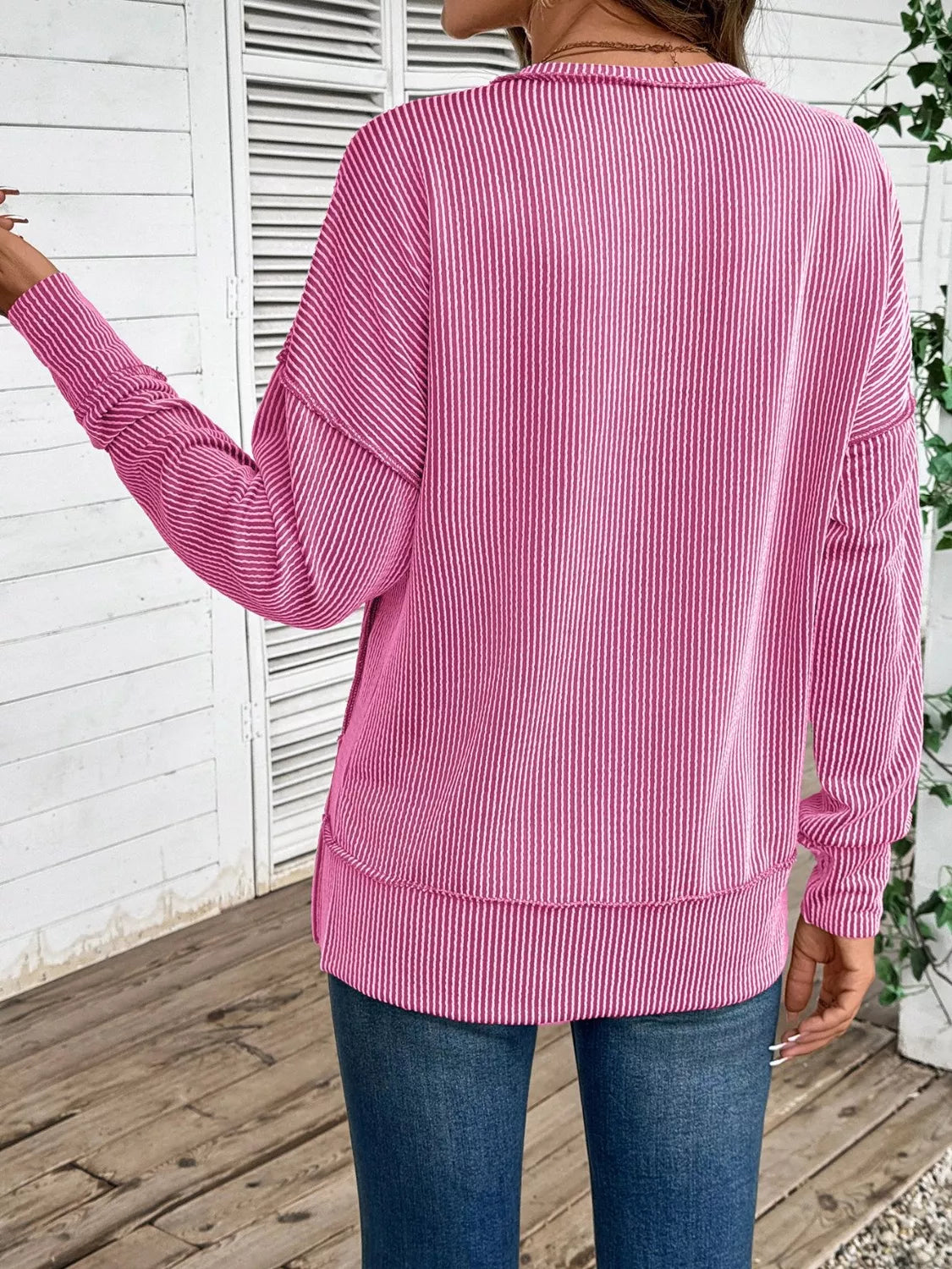 Side Slit Round Neck Sweatshirt