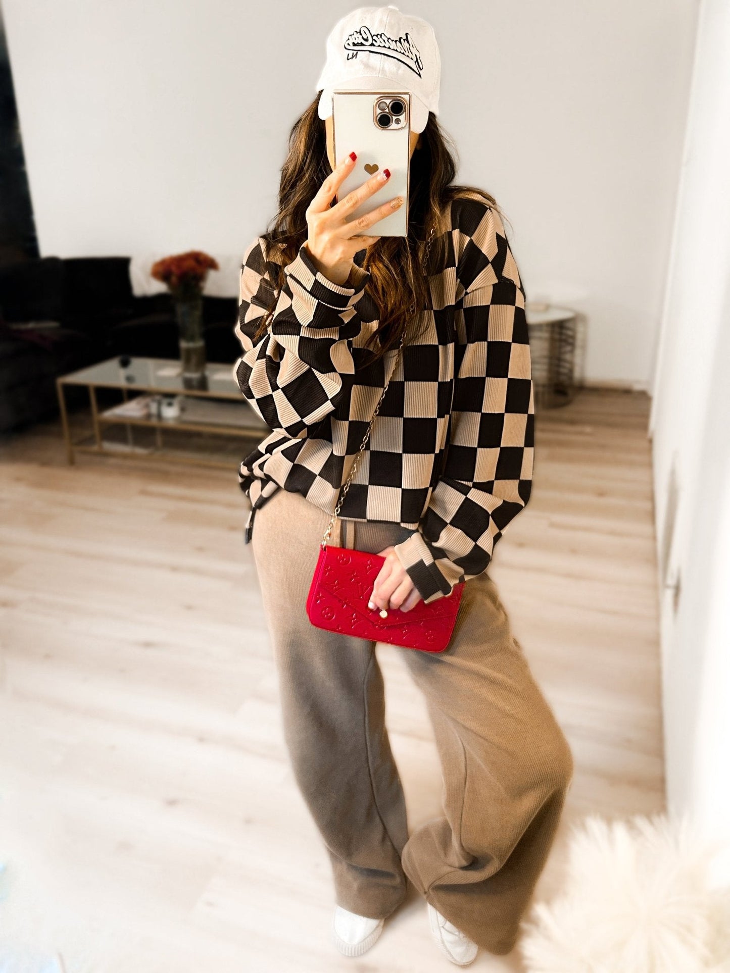 Checkered Corded Crew Sweater Set Girl Code Couture