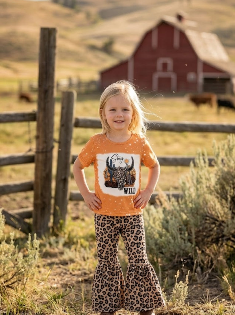 Western  Leopard Print Girls Set Rylee Faith Designs
