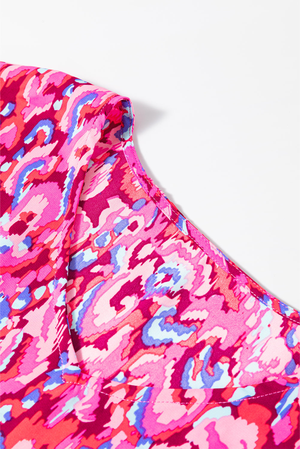 Pink Abstract Print V Neck Half Sleeve Loose Fit Tunic Blouse Wild and Free Boutique