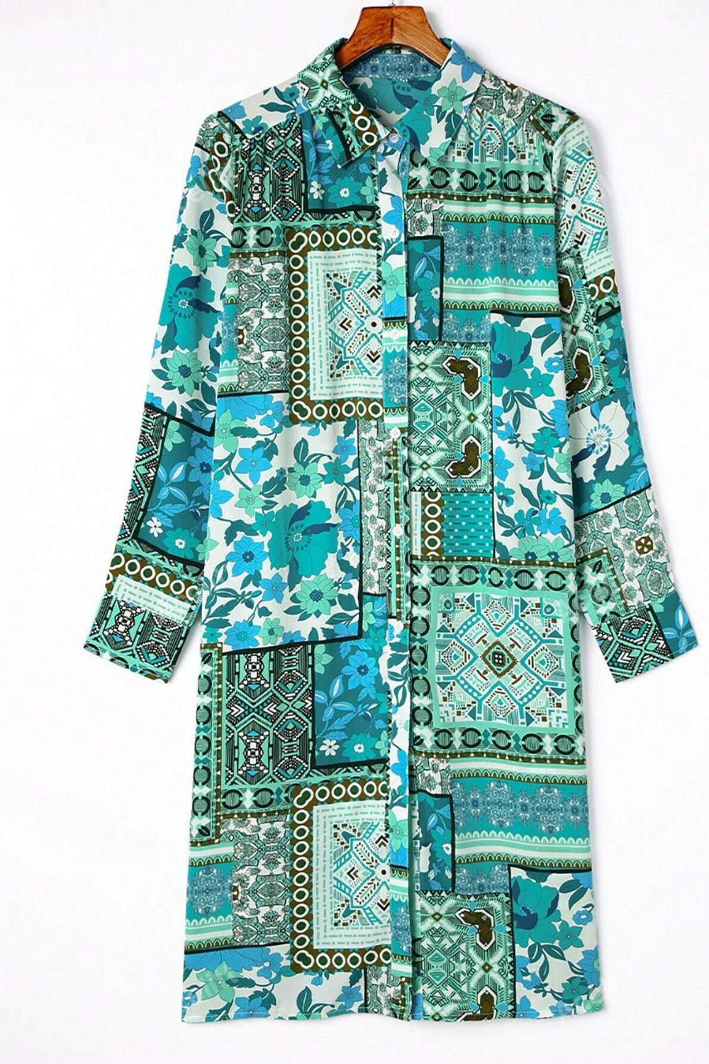 Printed Button Up Long Sleeve Cardigan Creative Chaos Boutique