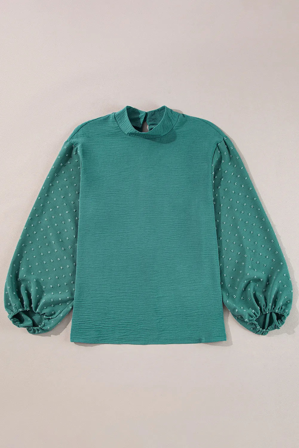 Swiss Dot Mock Neck Balloon Sleeve Blouse Creative Chaos Boutique