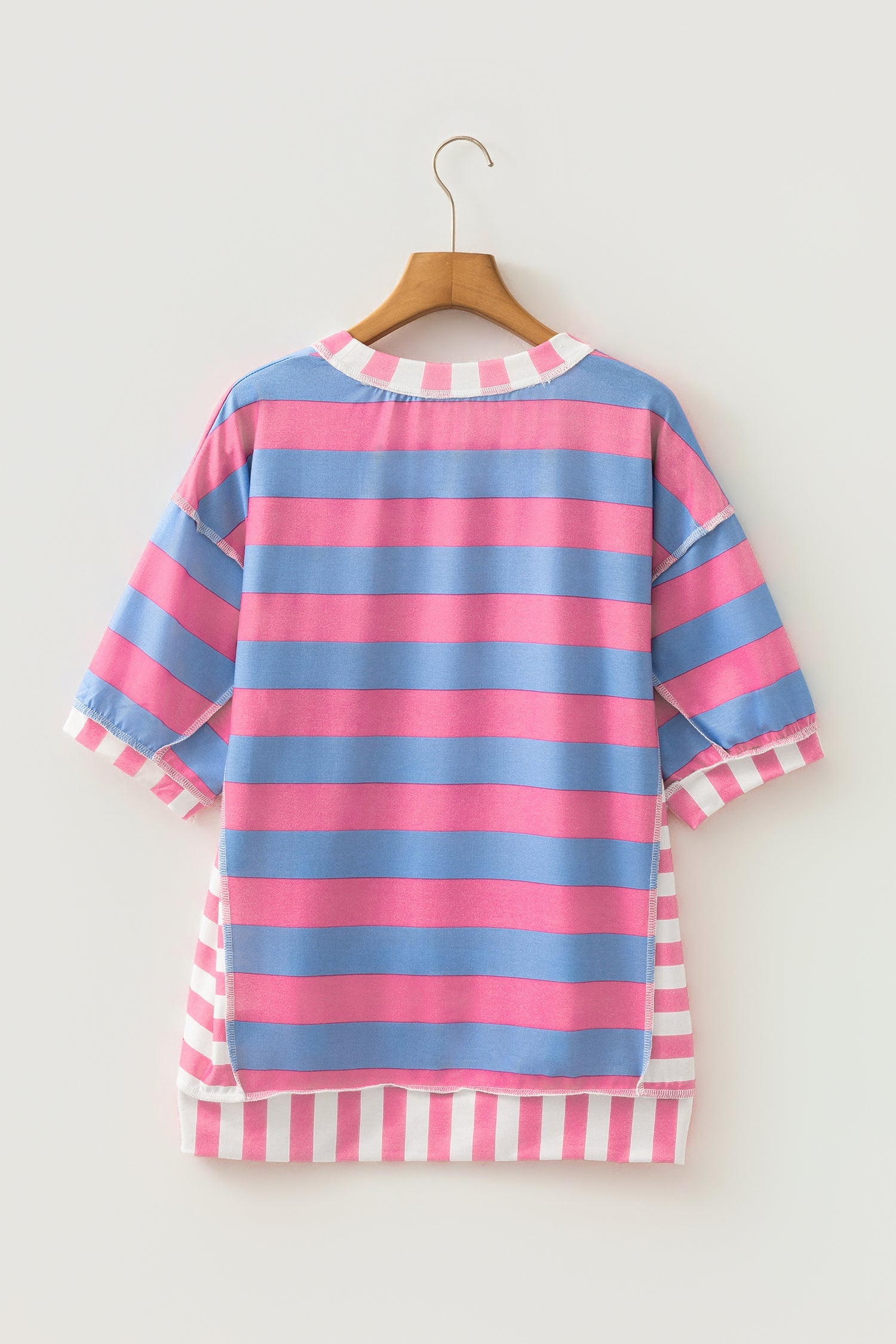 Yellow Stripe Exposed Seam Contrast Patchwork Oversized Top Unique Oils