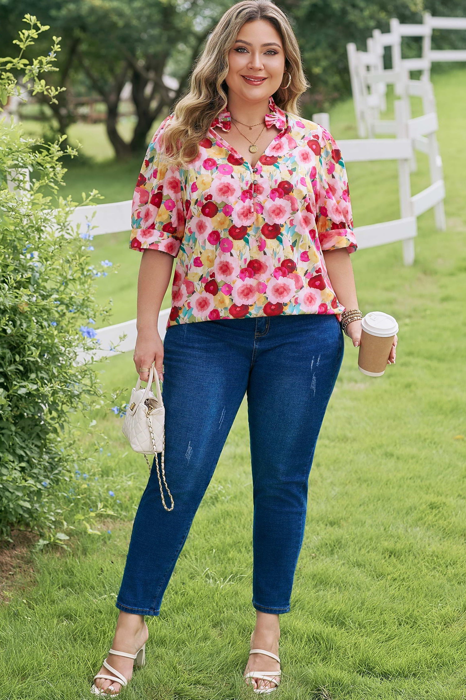 Oaklynn Puff Short Sleeve PLUS Top Threaded Pear