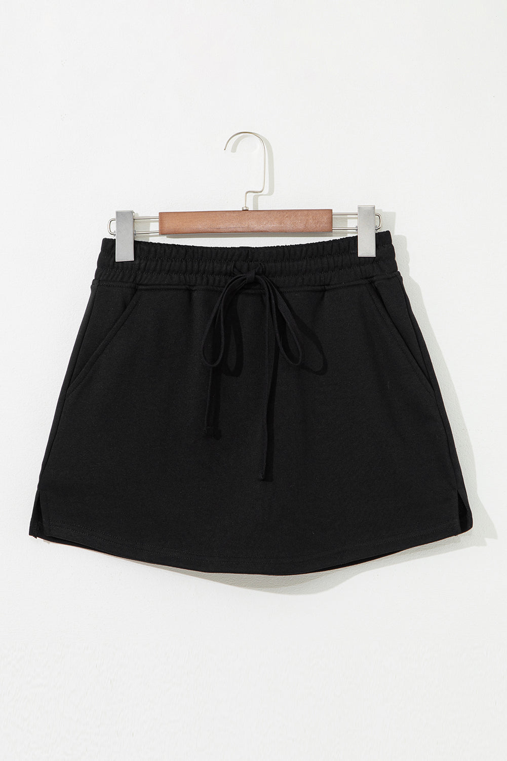 Solid French Terry Drawstring Waist Mini Skort
