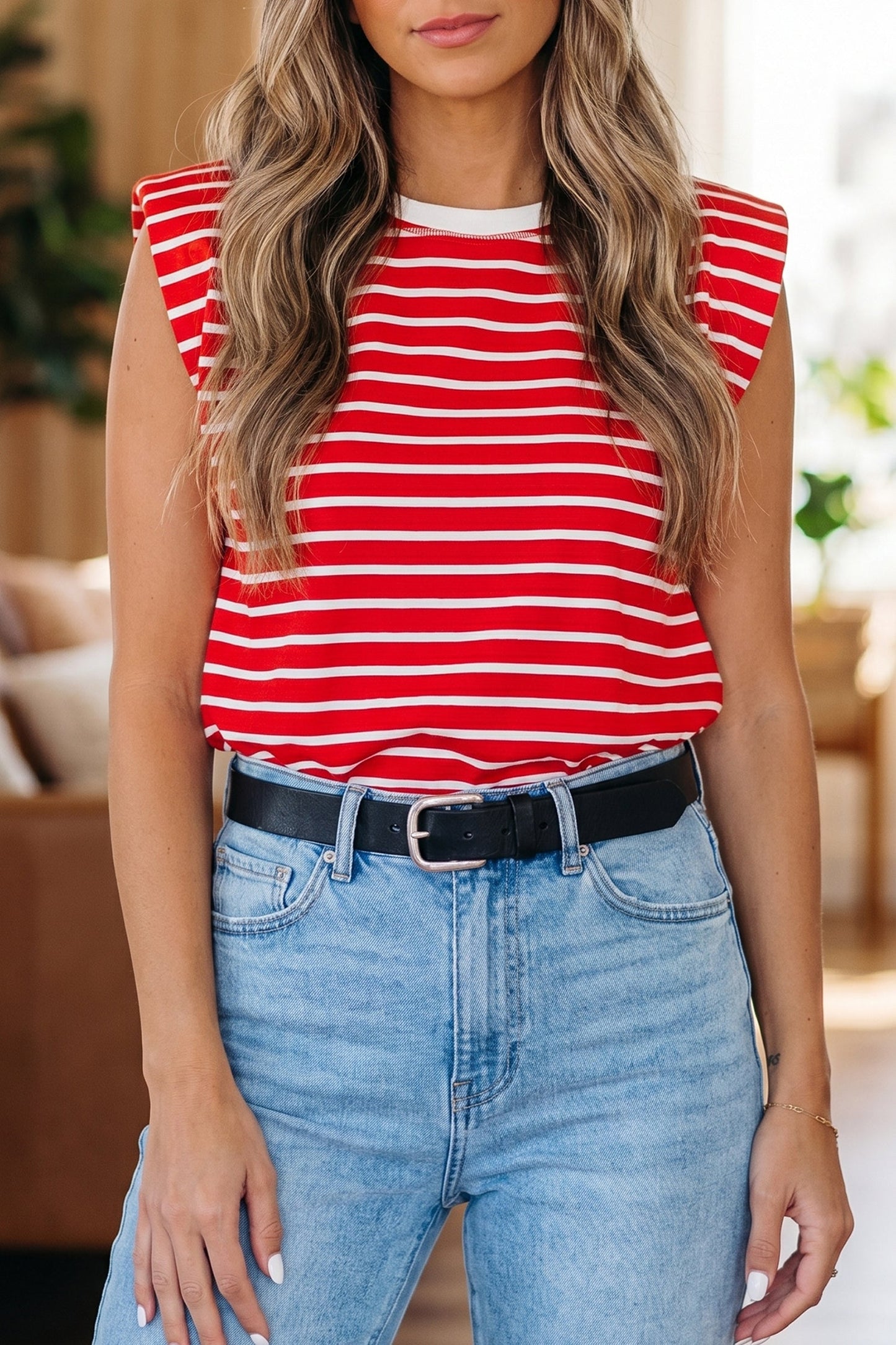Ivy Trim Loose Tank Top Threaded Pear
