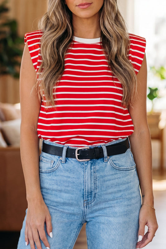Ivy Trim Loose Tank Top Threaded Pear