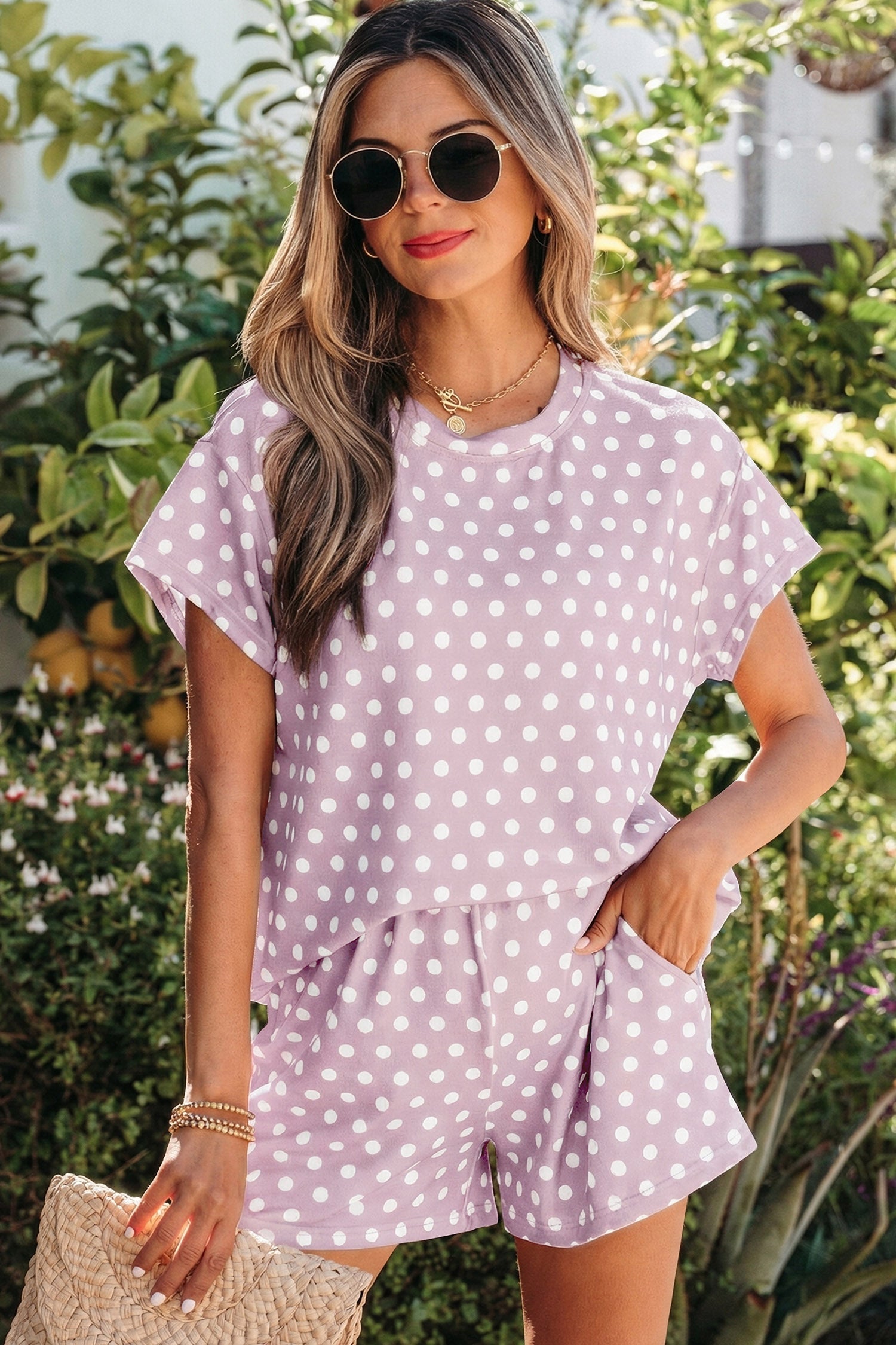 Green Polka Dot Print Short Set Wild and Free Boutique