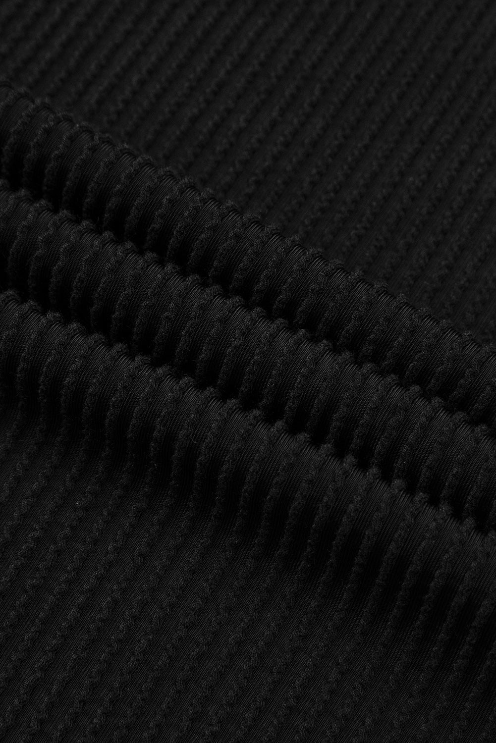 White Crinkle Rib Textured Knit Round Neck T Shirt