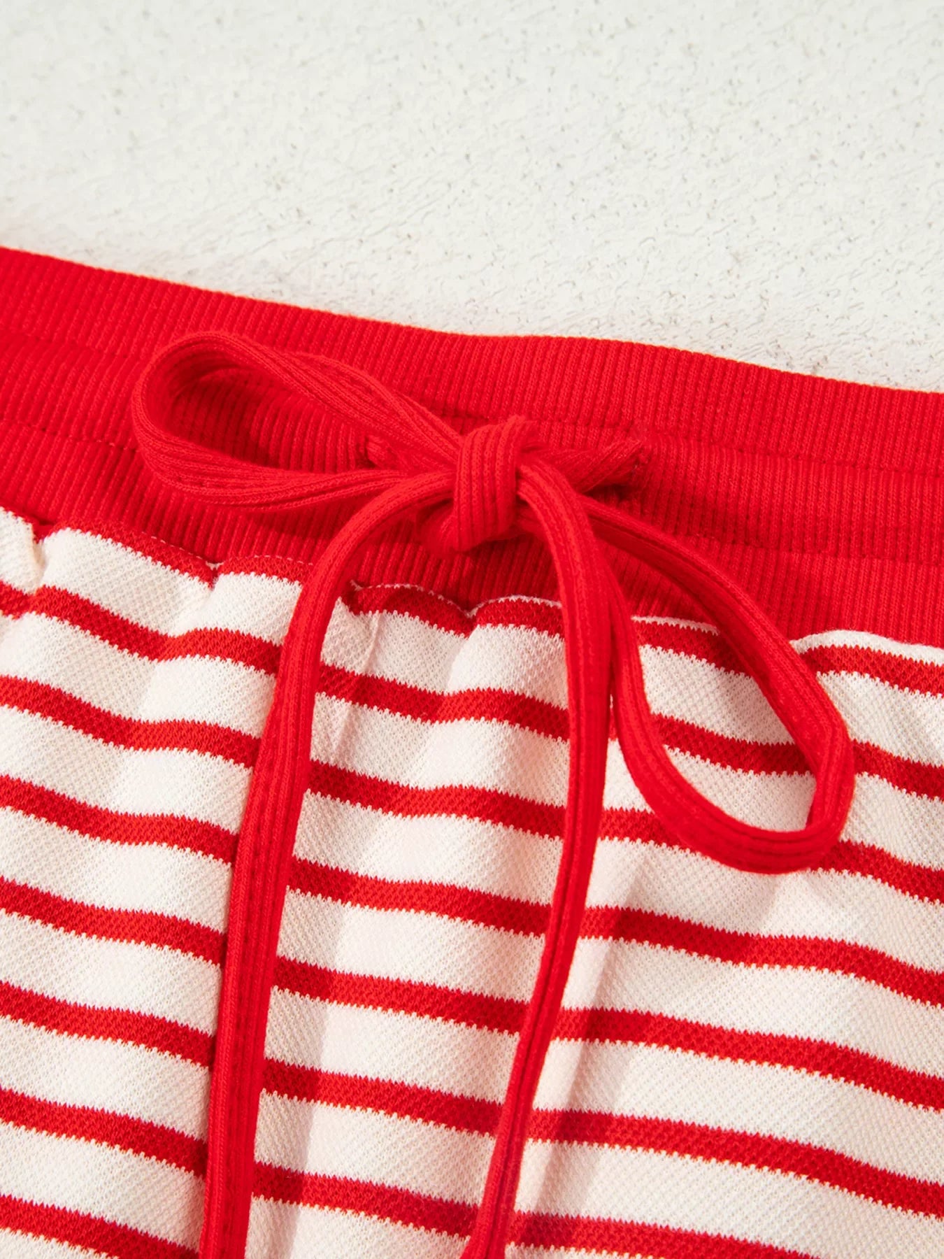 Stripe Collared V Neck Drop Shoulder Pullover and Skort 2pcs Outfit
