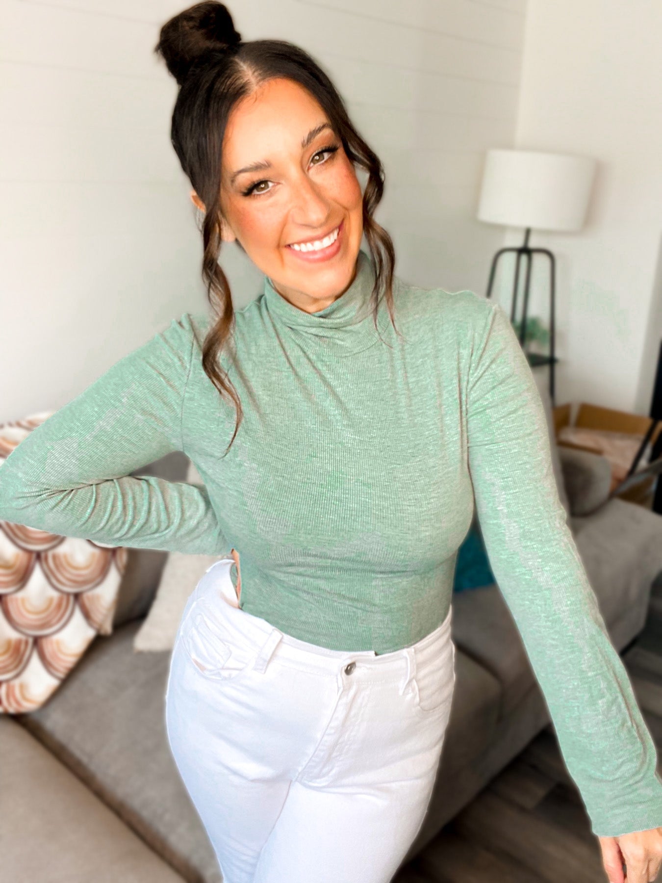 Emily Everyday Ribbed Turtleneck Bodysuit Girl Code Couture