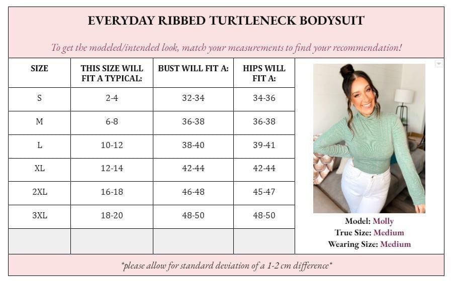 Emily Everyday Ribbed Turtleneck Bodysuit Girl Code Couture