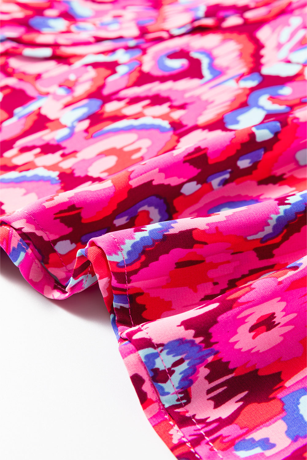 Pink Abstract Print V Neck Half Sleeve Loose Fit Tunic Blouse Wild and Free Boutique