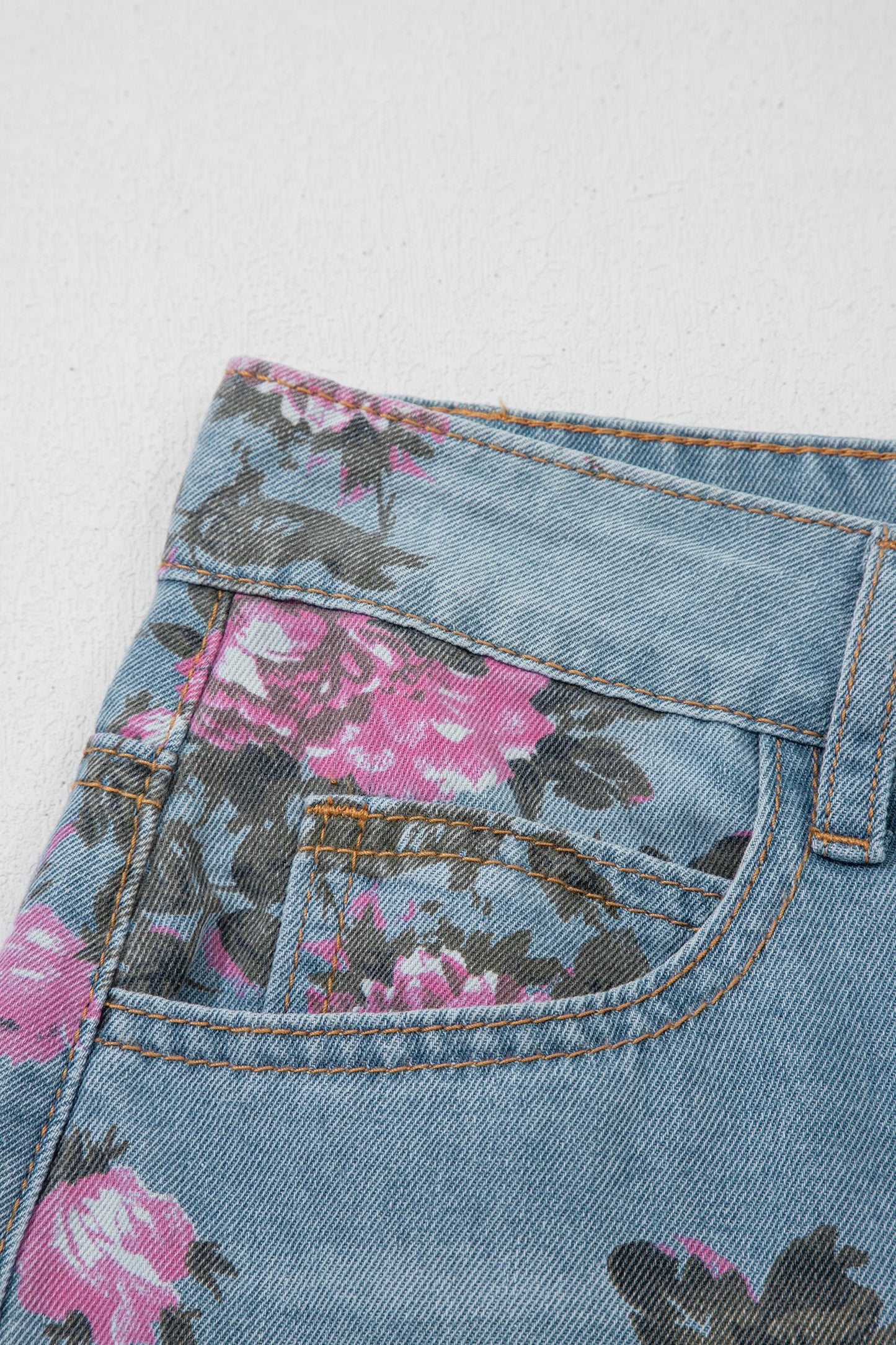 Esme Floral Print Bootcut Jeans Threaded Pear