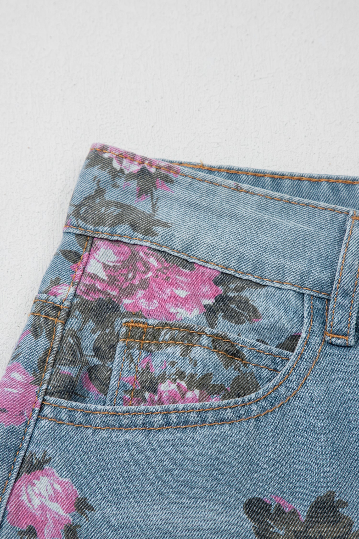 Esme Floral Print Bootcut Jeans Threaded Pear