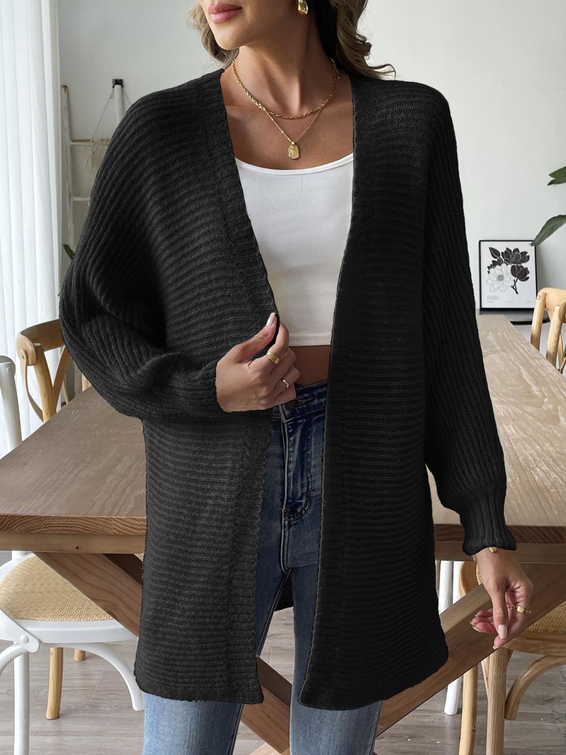 Open Front Long Sleeve Cardigan Creative Chaos Boutique