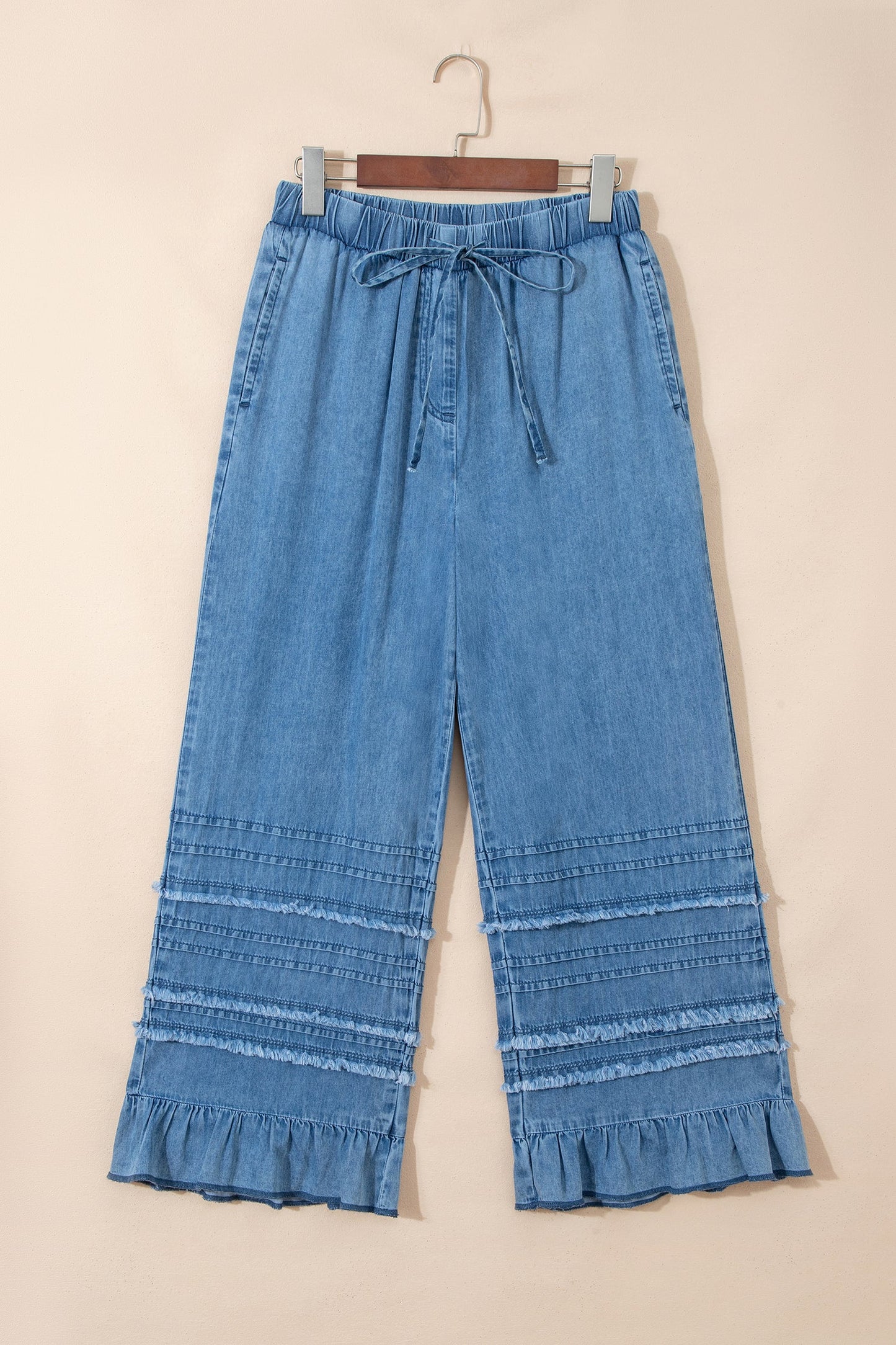 Taytum Wide Leg Chambray Pants Threaded Pear