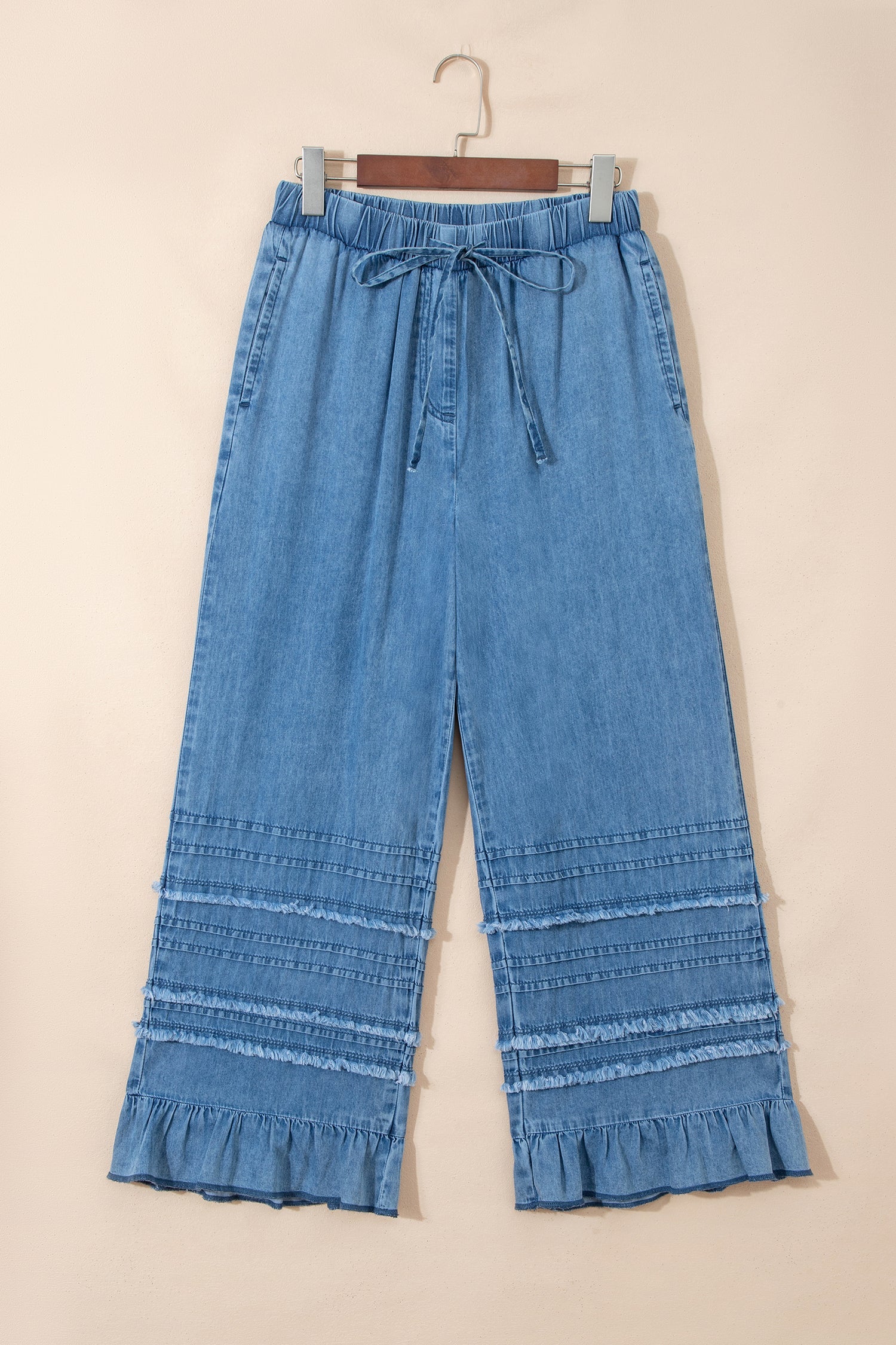 Taytum Wide Leg Chambray Pants Threaded Pear