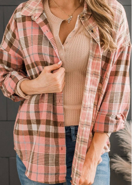 Pink Plaid Shirt AJS Boutique Wholesale @ North TX
