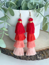 Load image into Gallery viewer, Free Fall Tassel Earrings &quot;Reds&quot;
