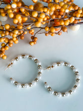 Load image into Gallery viewer, &quot;Golden Shimmer&quot; Pearl Hoops
