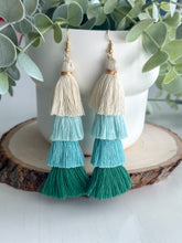 Load image into Gallery viewer, Free Fall Tassel Earrings &quot;Greens&quot;
