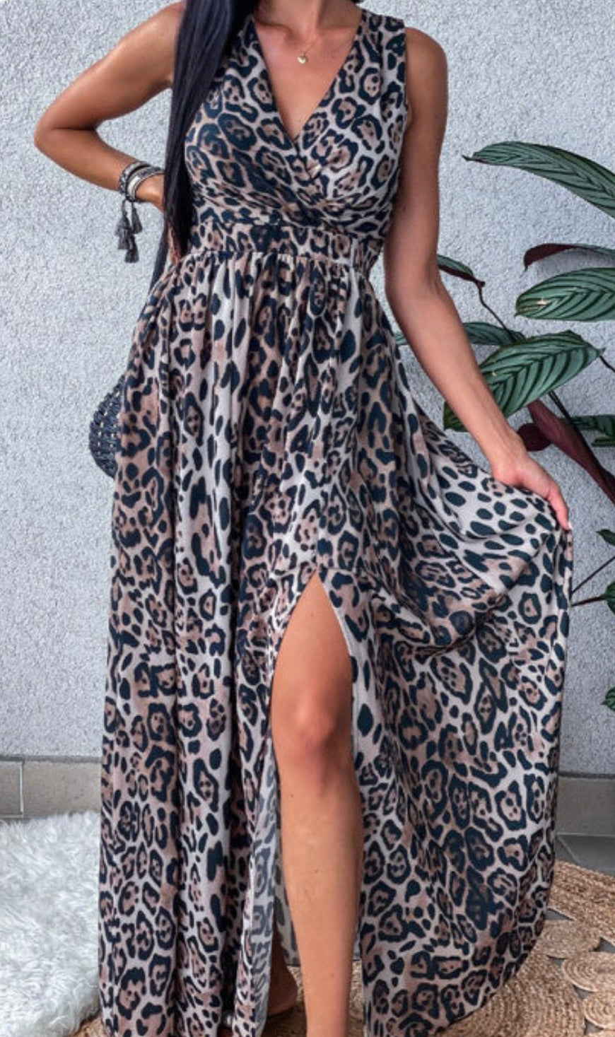 Leopard Split Maxi Dress