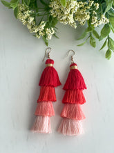 Load image into Gallery viewer, Free Fall Tassel Earrings &quot;Reds&quot;
