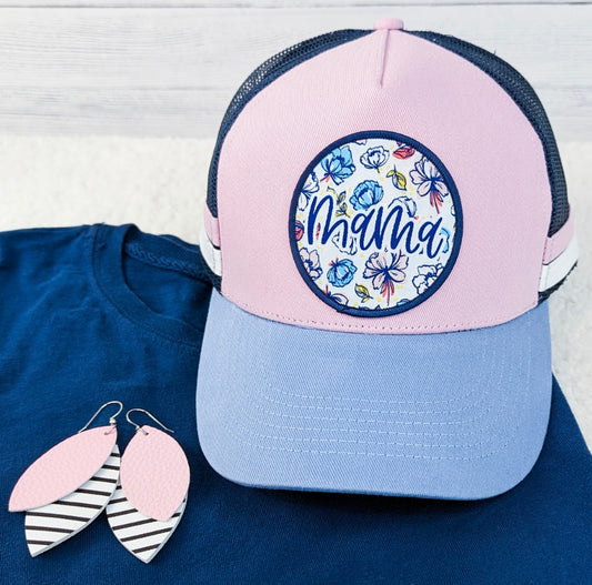 Mama Pink & Navy Trucker Style Hat
