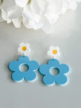 Load image into Gallery viewer, &quot;Fabulous Floral&quot; Blue Dangle Earrings
